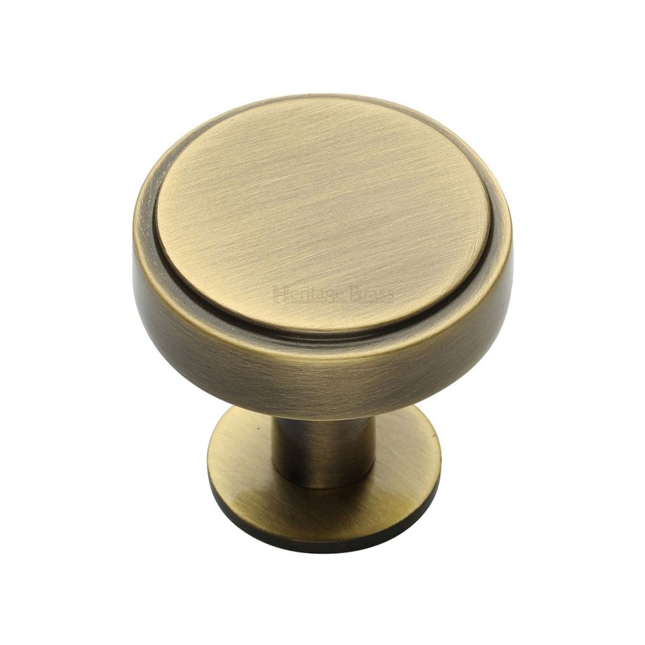 Heritage Brass - Stepped Disc Cabinet Knob with Rose
