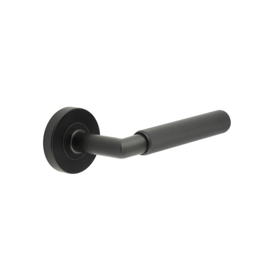 Three One Six Diamond Knurled Door Handle On Rose