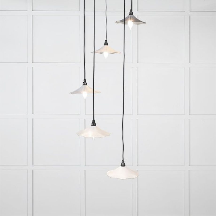 Smooth Nickel Flora Cluster Pendant in Birch