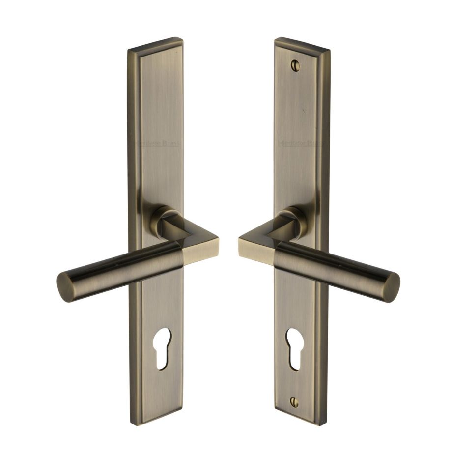 Heritage Brass - Bauhaus LH Door Handle on Plate
