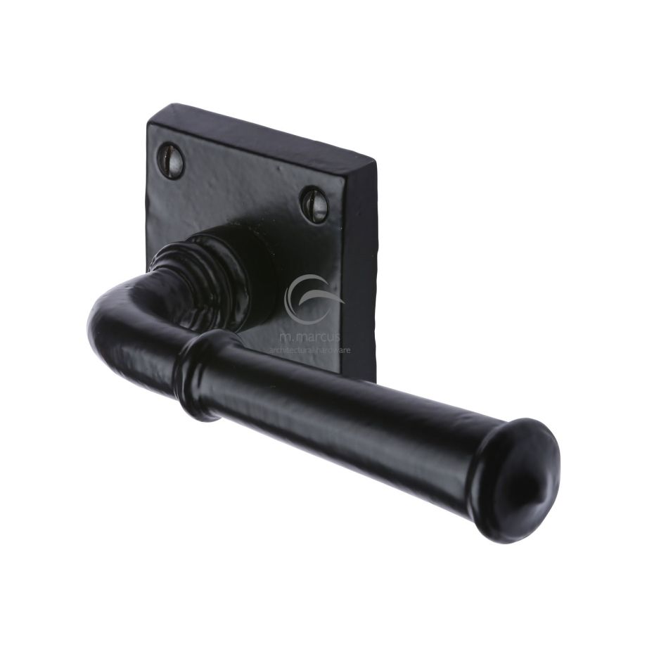 M.Marcus - Black Iron Claverley Door Handle on Square  Rose