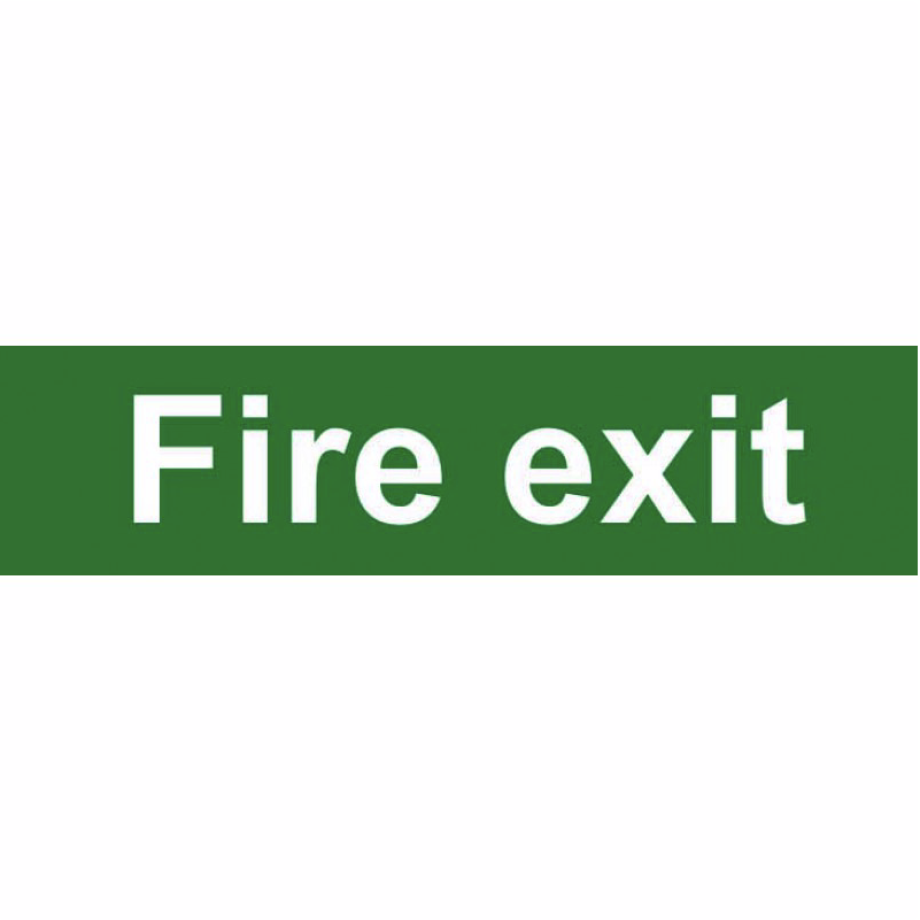 Fire exit (text only)' Sign - PVC - 200 x 50mm