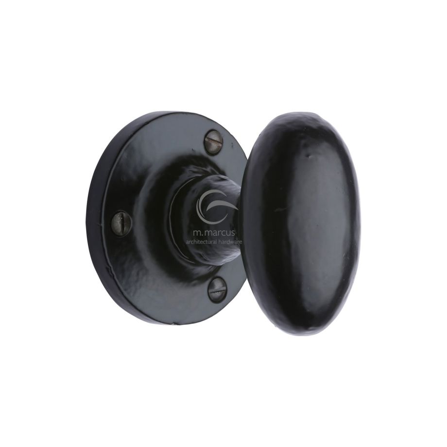 M.Marcus - Knowle Door Knob on Rose Black Iron
