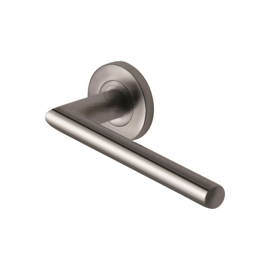 Steel Line - Tubular Door Handle on Round Rose