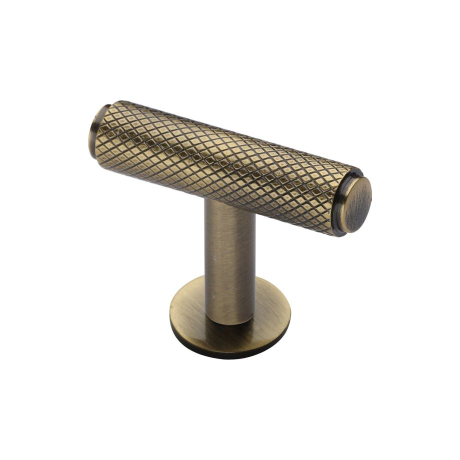 Heritage Brass - Knurled T-Bar Cabinet Knob with Rose