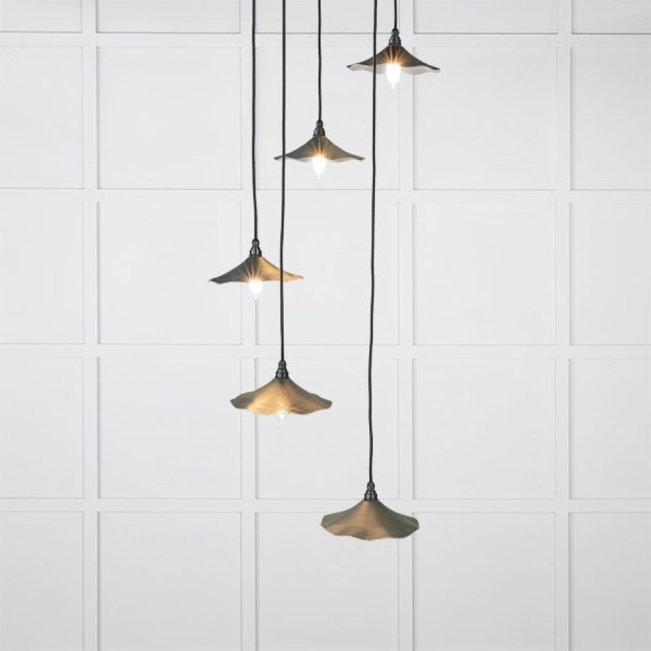 Smooth Nickel Flora Cluster Pendant in Dingle
