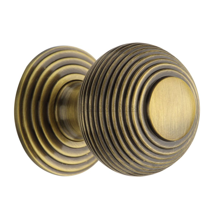 Heritage Brass - Reeded Cabinet Knob with Base