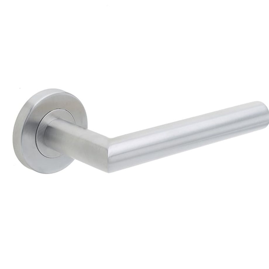 Stainless Steel Julian Door Handles On Rose