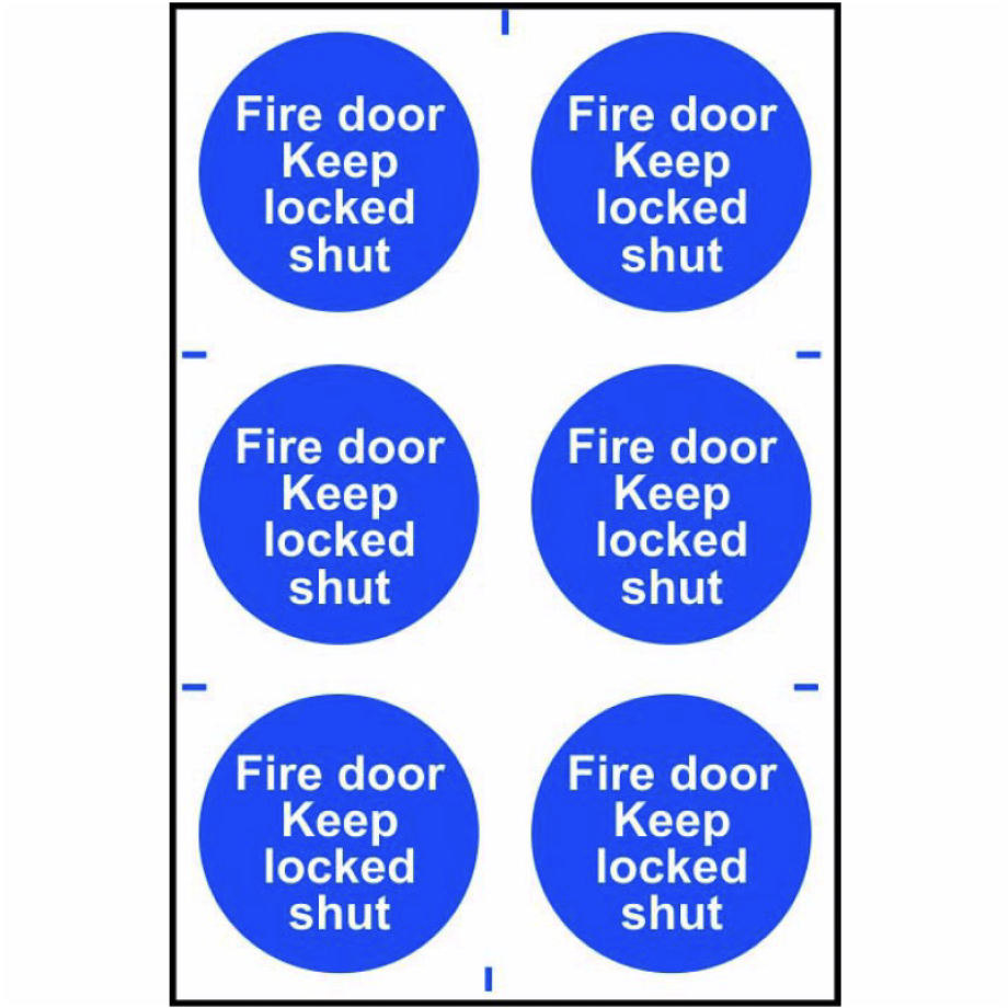 Fire door Keep locked shut' Sign - PVC - 200 x 300mm (6 Pack)