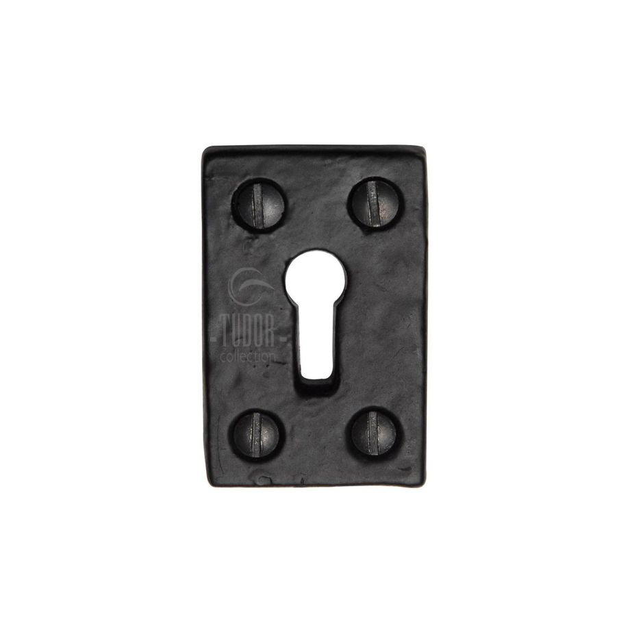 Tudor - Standard Key Escutcheon Square Black Iron