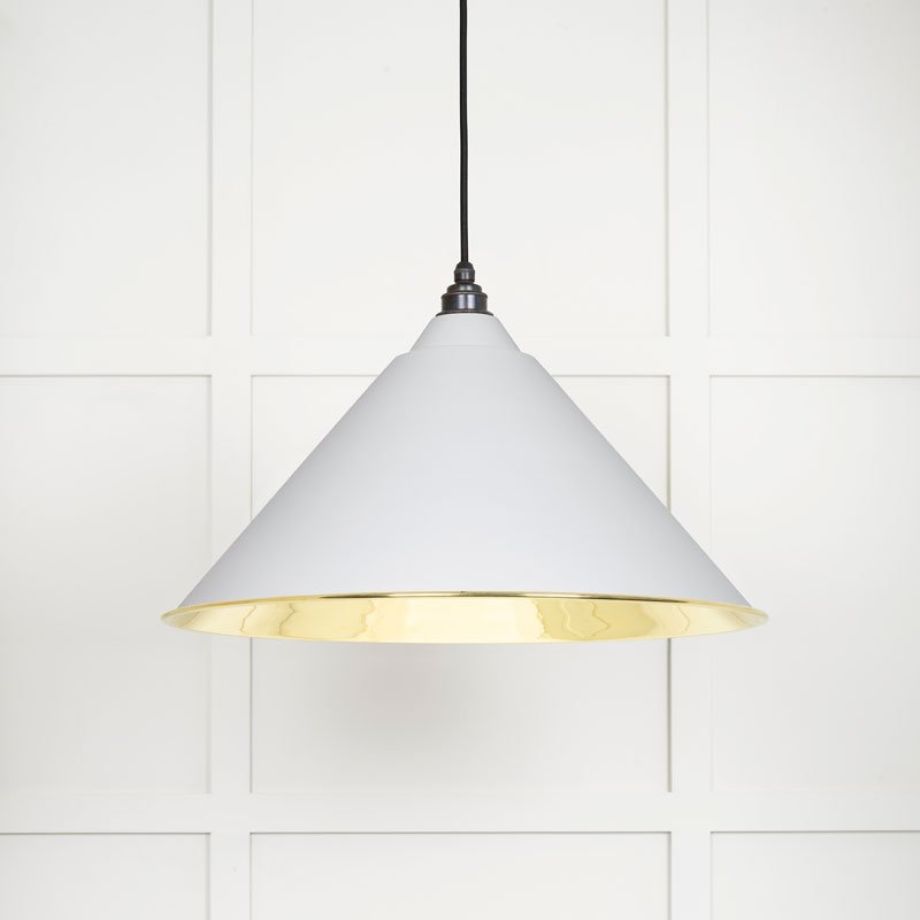 Smooth Brass Hockley Pendant in Flock