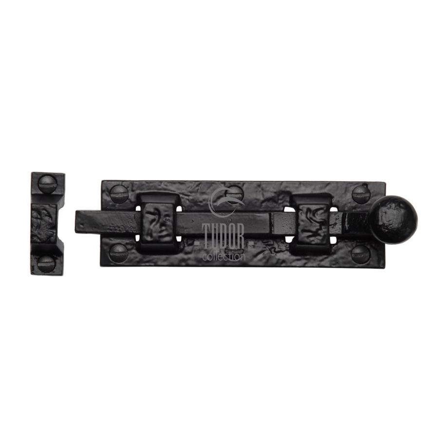 Tudor - Ball End Door Bolt Straight Black Iron