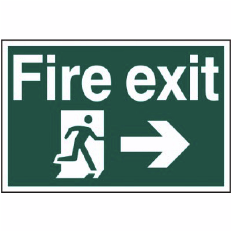 Fire exit running man arrow right' Sign - PVC - 600 x 400mm