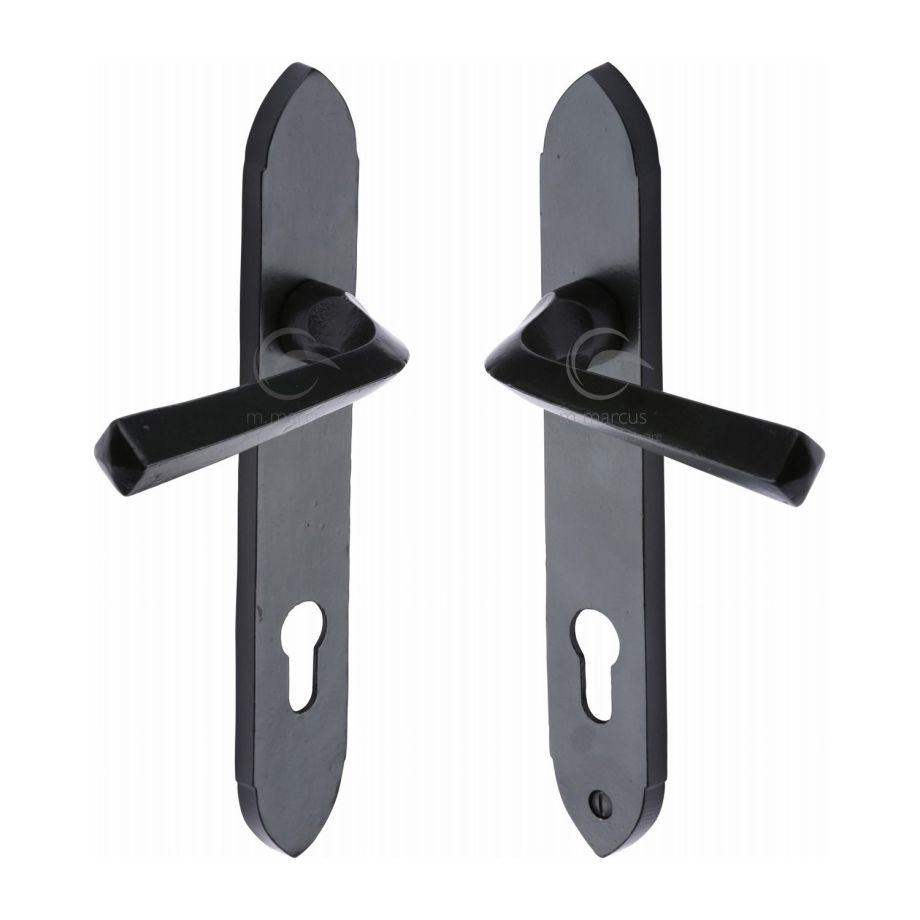 M.Marcus - Black Iron Grafton Door Handle on Plate