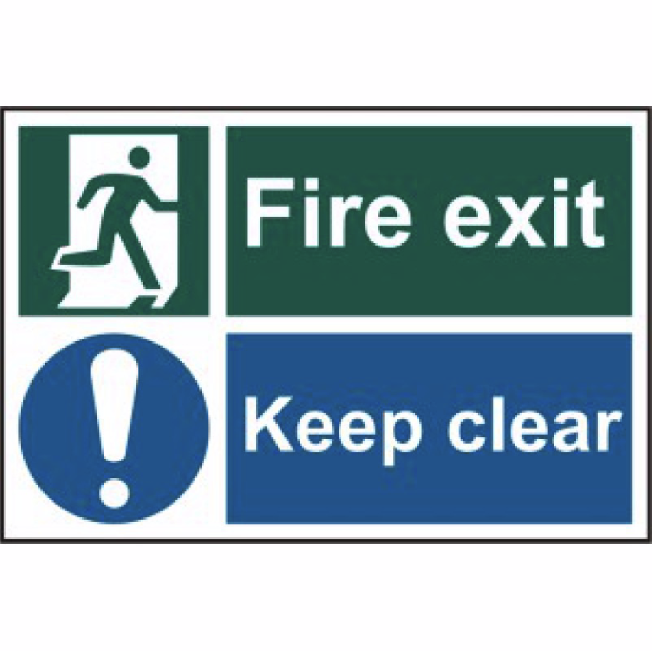 Fire exit Keep clear' Sign - RPVC - 200 x 200mm