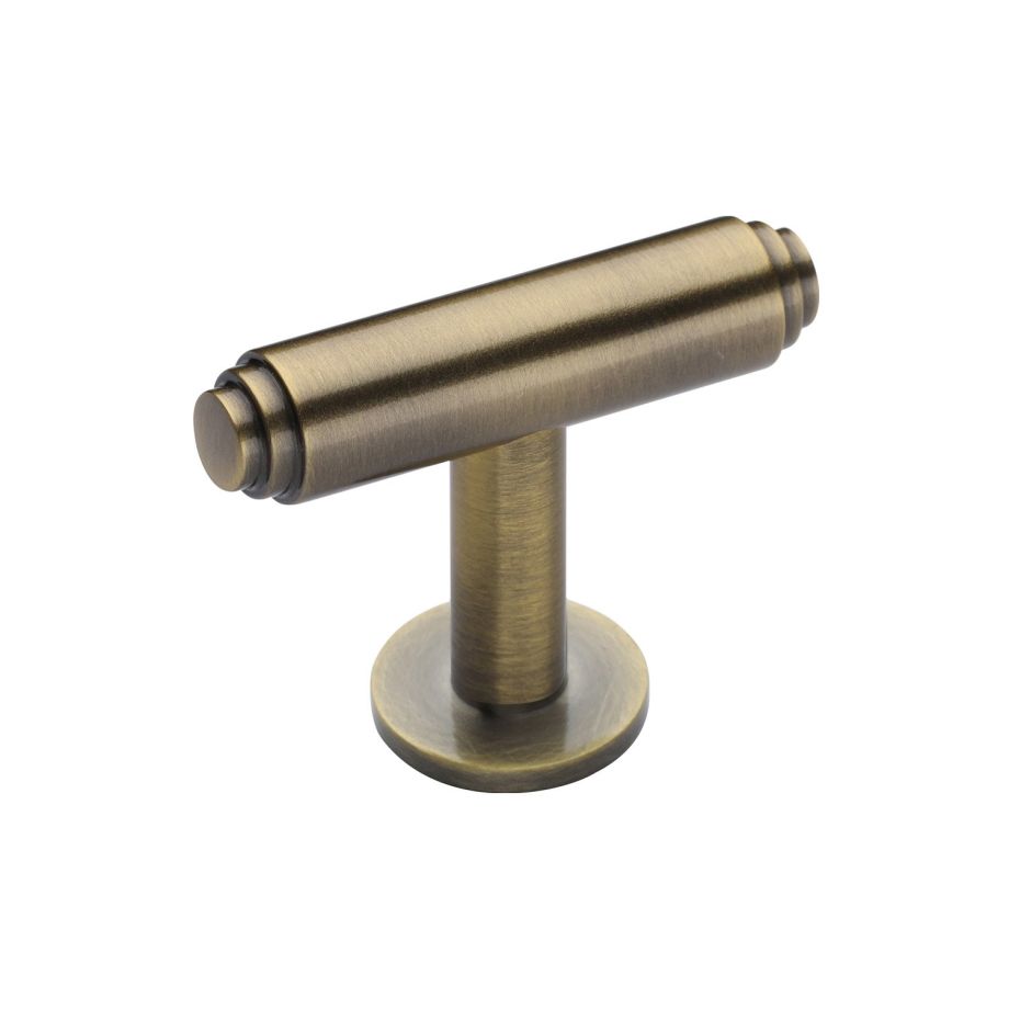 Heritage Brass - Stepped T-Bar Cabinet Knob with Rose