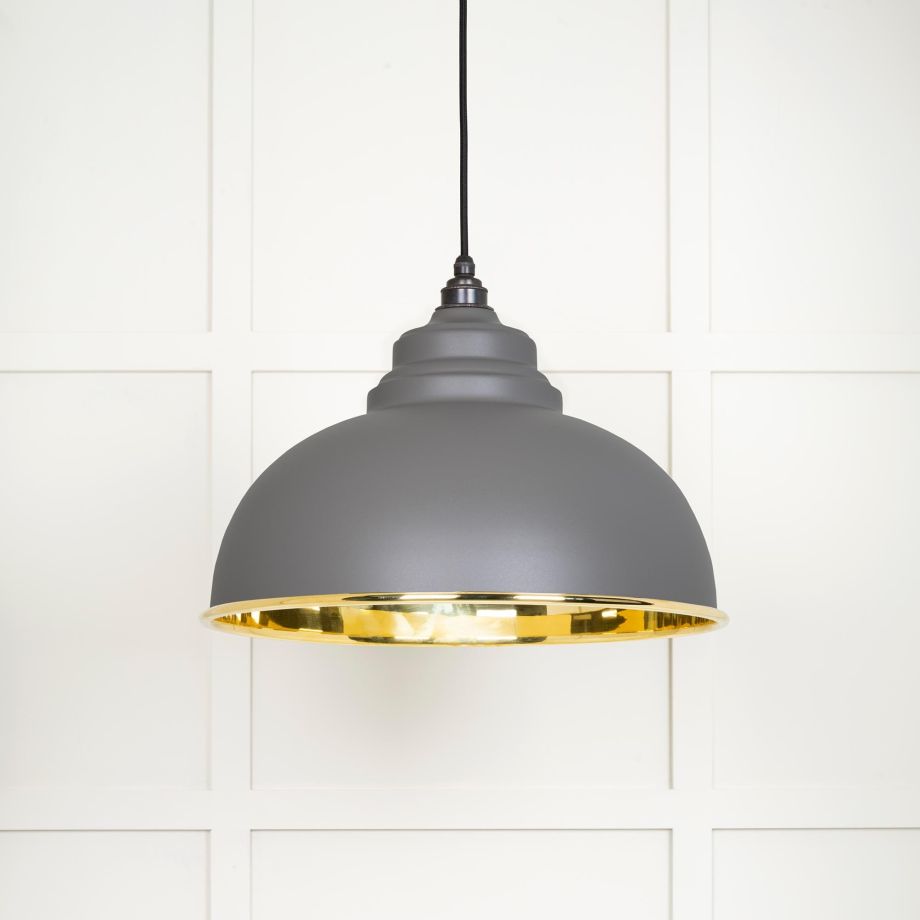 Smooth Brass Harborne Pendant in Bluff