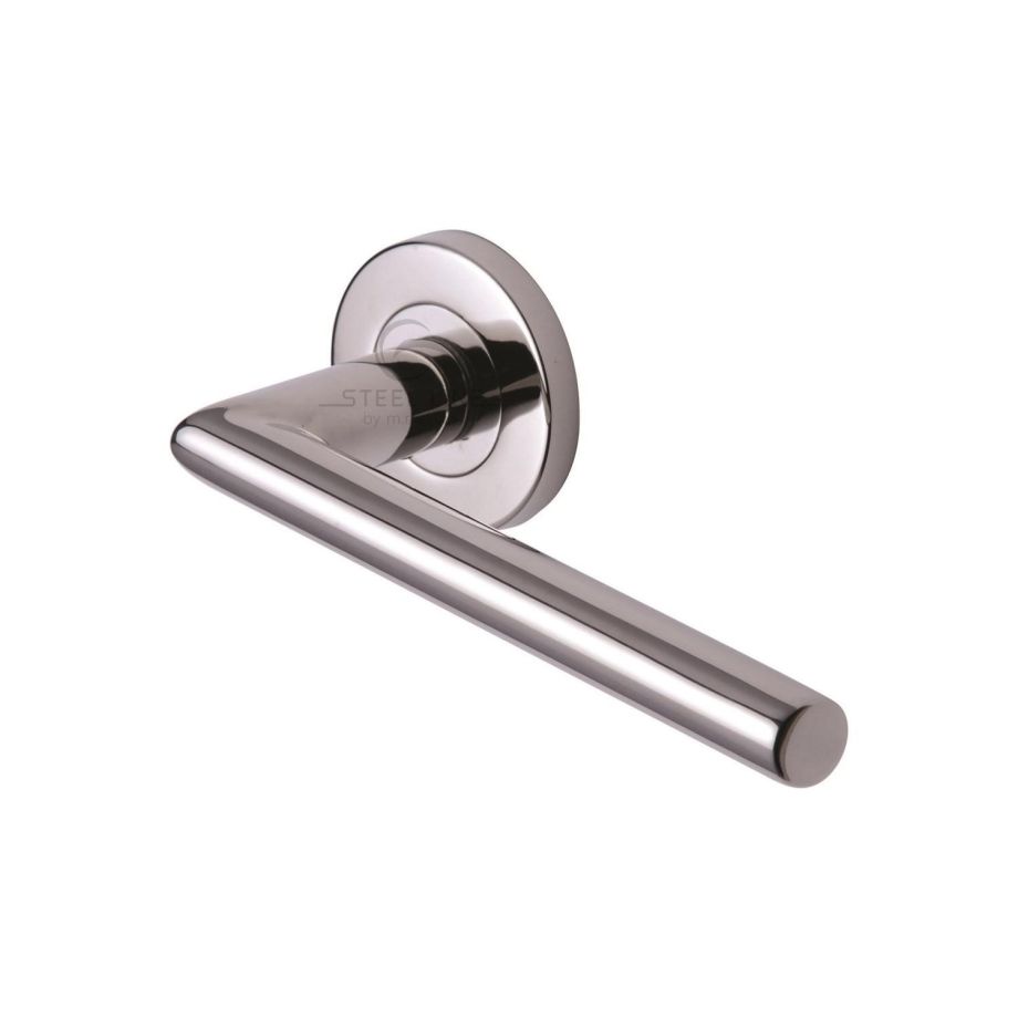 Steel Line - Tubular Door Handle on Round Rose