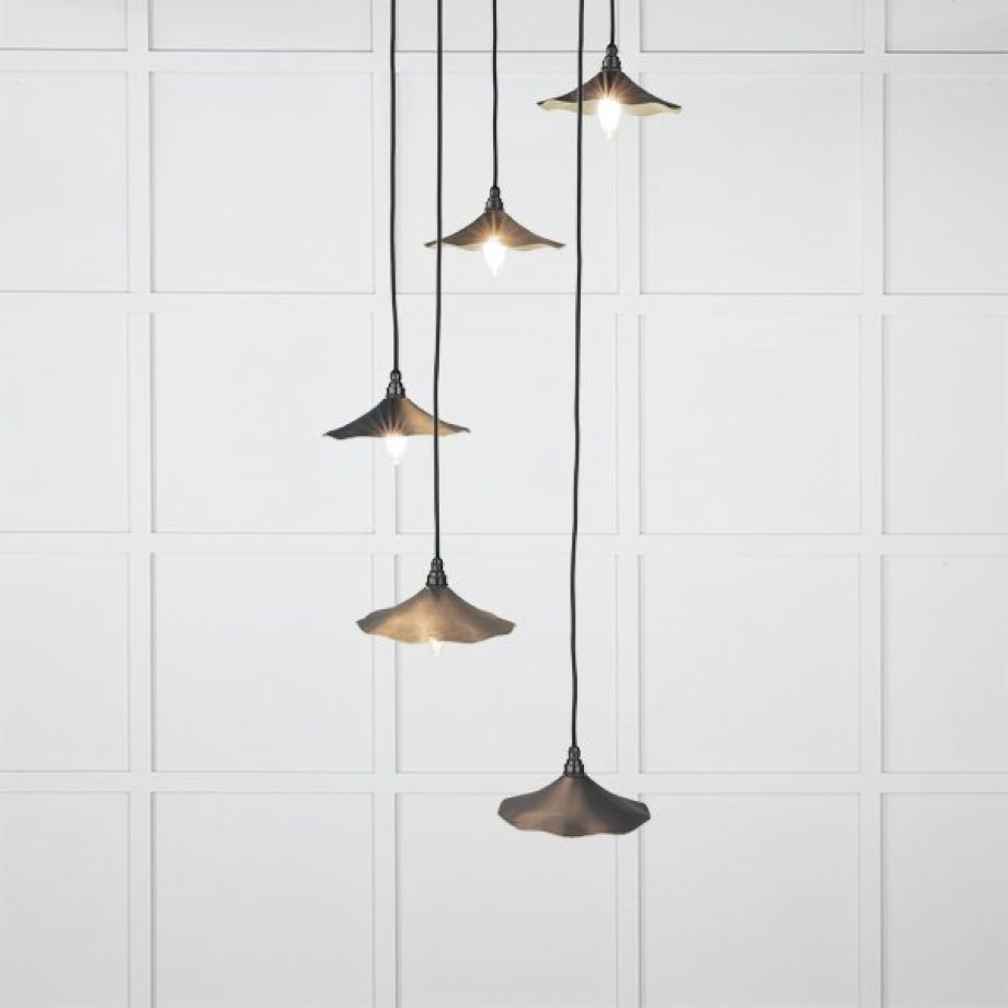 Smooth Brass Flora Cluster Pendant in Soot
