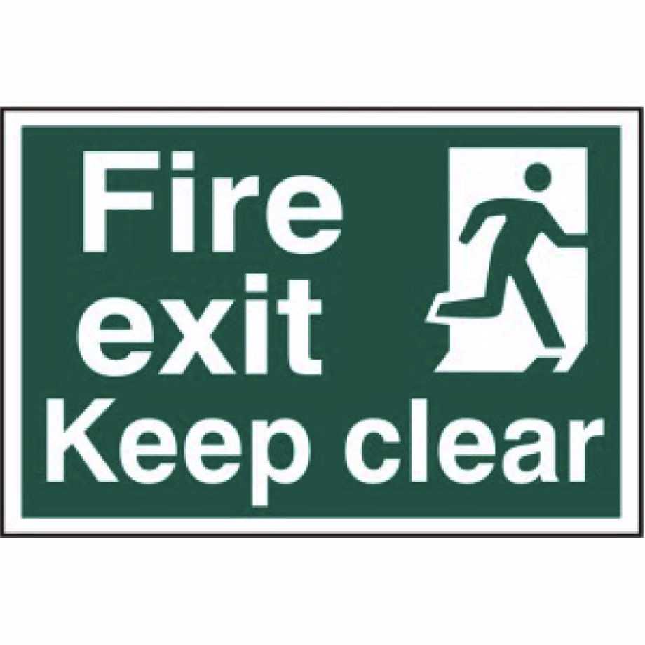 Fire exit Keep clear' Sign - PVC - 300 x 200mm