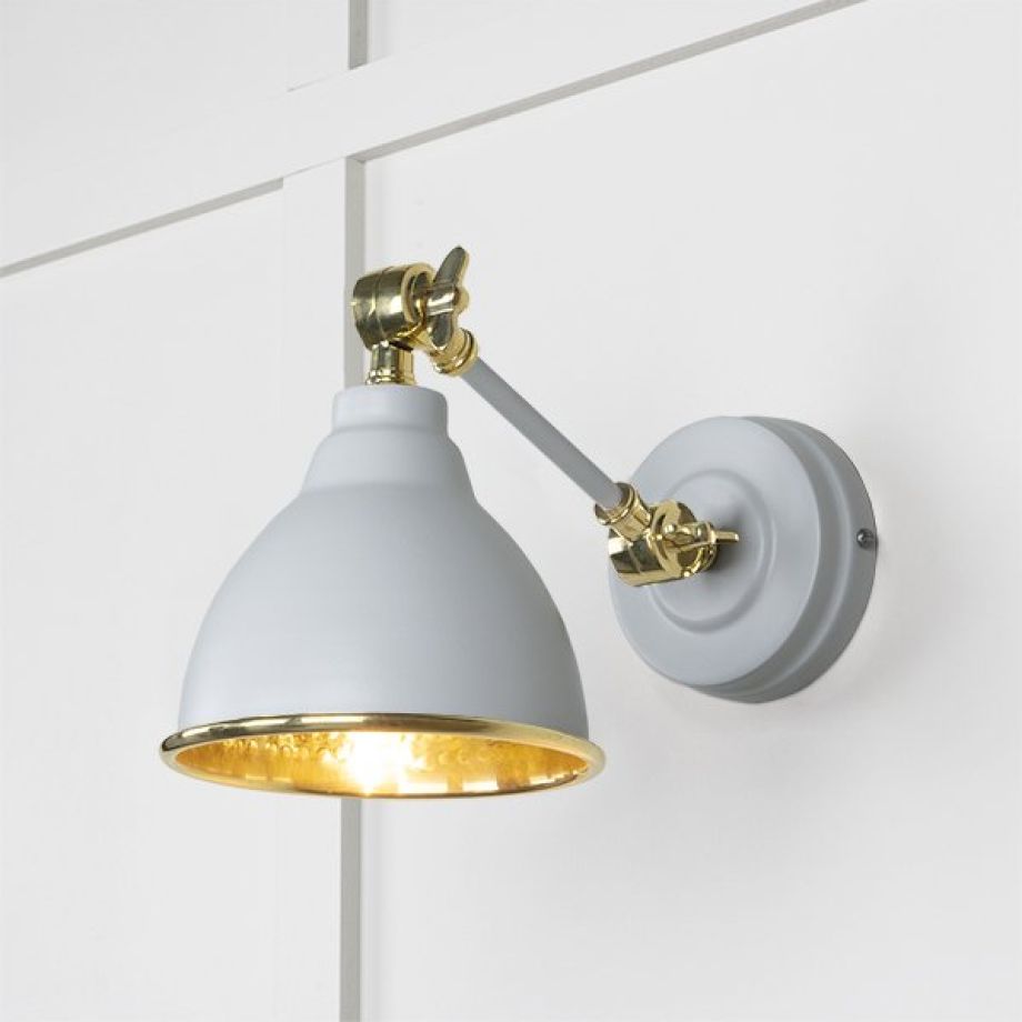 Hammered Brass Brindley Wall Light in Birch