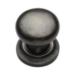 M.Marcus - Rustic Pewter Round Cabinet Knob on Rose