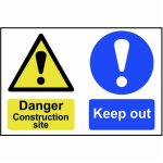 Danger Contruction site Keep out' Sign - PVC - 600 x 400mm