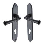 M.Marcus - Black Iron Hadley Door Handle on Plate