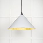 Hammered Brass Hockley Pendant in Flock