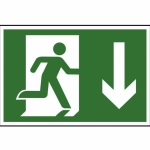 Running man arrow down' Sign - PVC - 300 x 200mm
