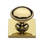 Heritage Brass - Domed Cabinet Knob with Square Backplate