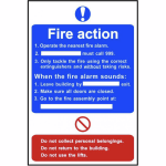 Fire action procedure' Sign - SAV - 200 x 300mm