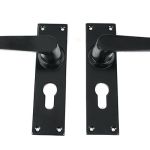Black Deluxe Lever Euro Lock Set