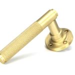 Satin Brass Brompton Lever on Rose Set (Plain)