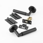 Nero Mitred Door Handle On Rose