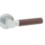 Jedo Natural Ascot Door Handles On Rose Brown Leather