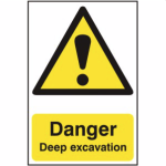 Danger Deep excavation' Sign - PVC - 400 x 600mm