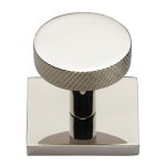Heritage Brass - Knurled Disc Cabinet Knob with Square Backplate