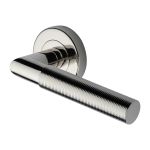 Heritage Brass - Bauhaus Mitre Knurled Door Handle on Round Rose