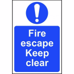 Fire escape Keep clear' Sign - PVC - 200 x 300mm