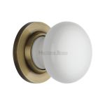 Heritage Brass - Plain White Porcelain Door Knob on Rose