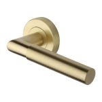 Heritage Brass - Bauhaus Mitre Knurled Door Handle on Round Rose