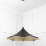 Smooth Brass Flora Pendant in Elan Black