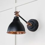 Hammered Copper Brindley Wall Light in Elan Black