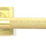 Satin Brass Brompton Lever on Rose Set (Square) - Unsprung