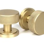 Satin Brass Brompton Mortice/Rim Knob Set (Art Deco)