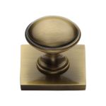Heritage Brass - Domed Cabinet Knob with Square Backplate