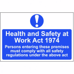 Health and Safety at Work Act 1974' Sign - PVC - 300 x 200mm