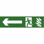 Fire Exit 'Running man arrow left' Sign - PVC - 200 x 50mm