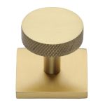 Heritage Brass - Knurled Disc Cabinet Knob with Square Backplate